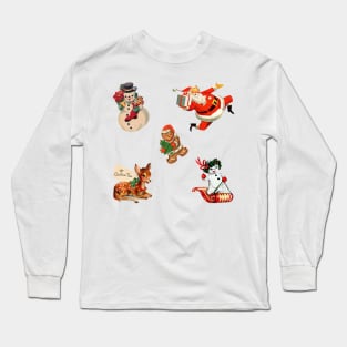 Vintage Santa Claus Stickers Pack Long Sleeve T-Shirt
